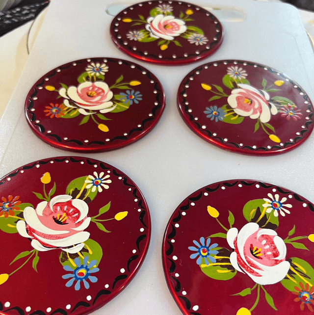 Hand painted Coasters inspired by Canal Art