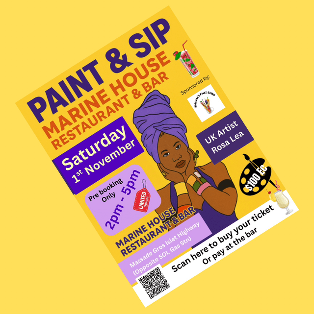 Paint &amp; Sip Marine House Restaurant &amp; Bar ~ Saint Lucia 🍷 